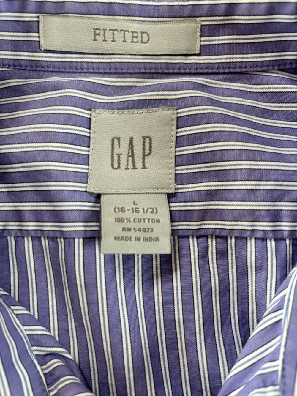 GAP Men's Blue Striped Long Sleeve Button Down Shirt - Fitted - Large - Picture 7 of 11